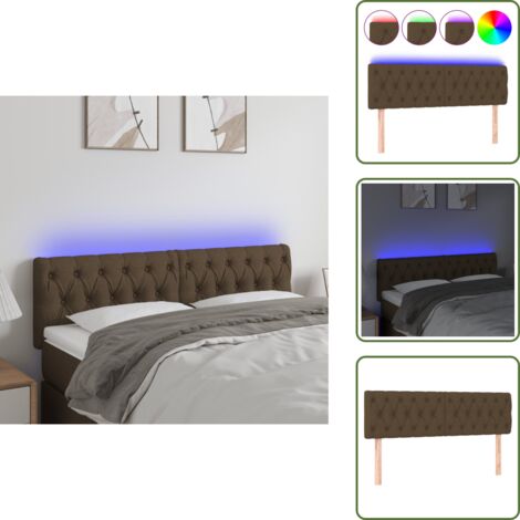 Cabecero con luz LED - vidaXL Cabecero con LED de tela marrón oscuro 144x7x78/88 cm - Cabecero ajustable