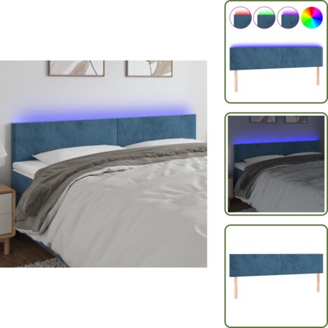 Cabecero con luz led - vidaXL Cabecero con LED de terciopelo azul oscuro 180x5x78/88 cm - Cabecero ajustable