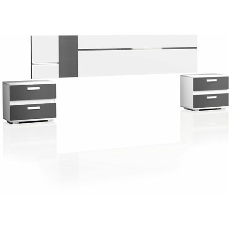 Cabecero con mesitas Ataneq Air Blanco - Grafito (ancho) x (alto) - Blanco - Grafito