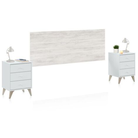 Cabecero con mesitas Iconic Blanco Artik (Blanco Mate) – Blanco Velho (ancho) x 56cm (alto)