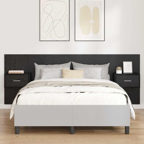 Cabecero con Mueble 3 pcs Roble Negro Madera de ingeniería