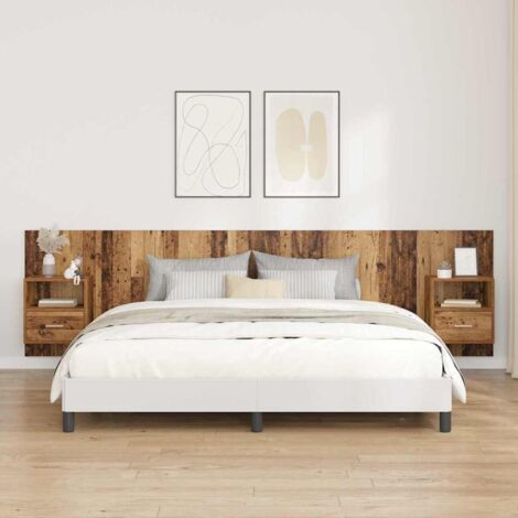 Cabecero con Mueble con cajón 3 pcs Madera envejecida