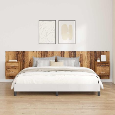 Cabecero con Mueble con cajón 3 pcs Madera envejecida