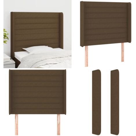Cabecero con orejas de tela marrón oscuro 93x16x118/128 cm - Cabecero con orejas - Cabecero marrón