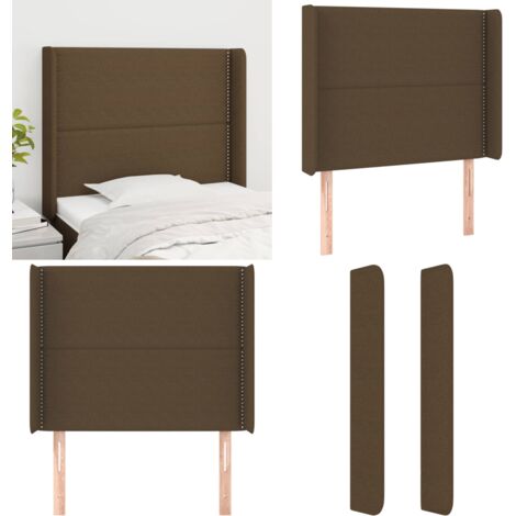 Cabecero con orejas de tela marrón oscuro 93x16x118/128 cm - Cabecero con orejas - Cabecero marrón