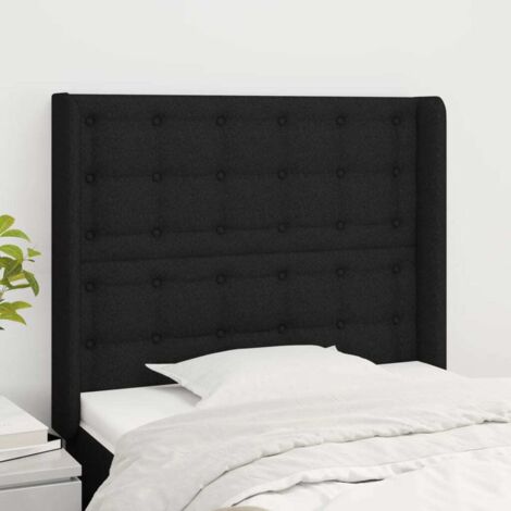 Cabecero con orejas de tela negro 103x16x118/128 cm vidaXL