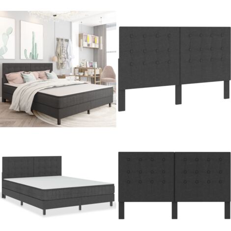 Cabecero copetudo de tela gris oscuro 160x200 cm - Cabecero copetudo - Cabecero gris oscuro