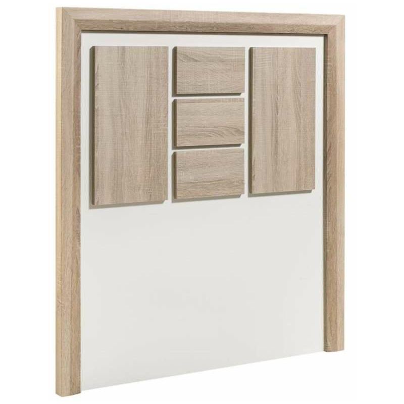 

Cabecero Dado en acabado blanco combinado con roble aserrado 120 cm(alto)108 cm(ancho) Color ROBLE ASERRADO-BLANCO