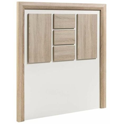 Cabecero Dado en acabado blanco combinado con roble aserrado 120 cm(alto)108 cm(ancho) Color ROBLE ASERRADO-BLANCO