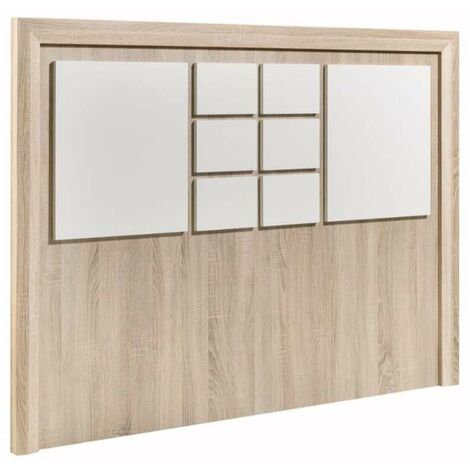 Cabecero Dado en acabado roble aserrado combinado con blanco 120 cm(alto)158 cm(ancho) Color ROBLE ASERRADO-BLANCO