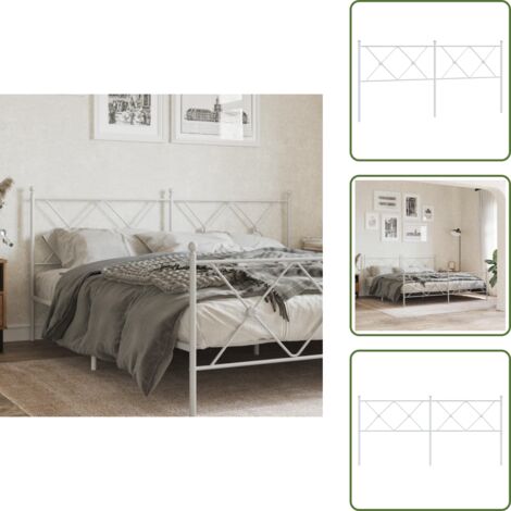 Cabecero de acero - vidaXL Cabecero de repuesto de metal blanco 180 cm - Cabecero de cama de metal