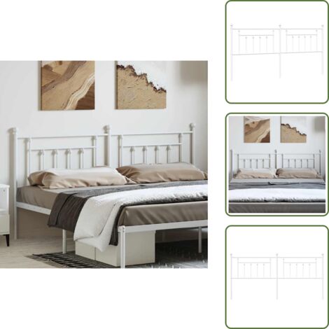 Cabecero de acero - vidaXL Cabecero de repuesto de metal blanco 193 cm - Cabecero de cama de metal