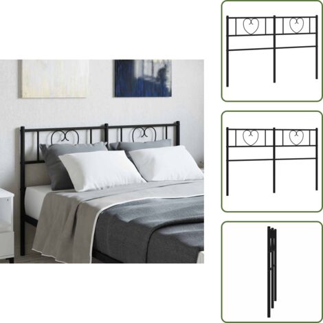 Cabecero de acero - vidaXL Cabecero de repuesto de metal negro 135 cm - Cabecero de cama de metal