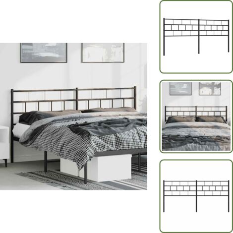 Cabecero de acero - vidaXL Cabecero de repuesto de metal negro 193 cm - Cabecero de cama con tubo