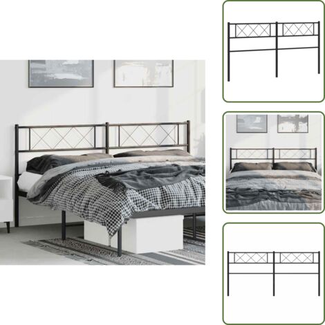 Cabecero de acero - vidaXL Cabecero de repuesto de metal negro 193 cm - Cabecero de cama con tubo