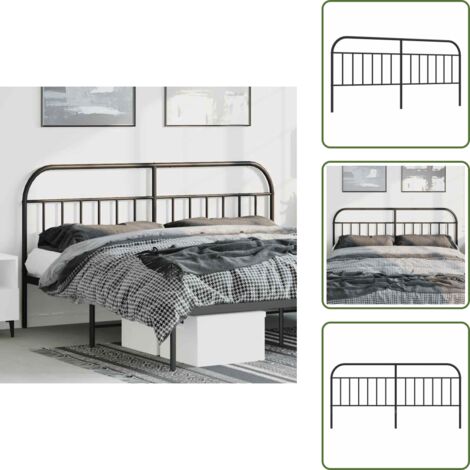 Cabecero de acero - vidaXL Cabecero de repuesto de metal negro 193 cm - Cabecero de cama de metal