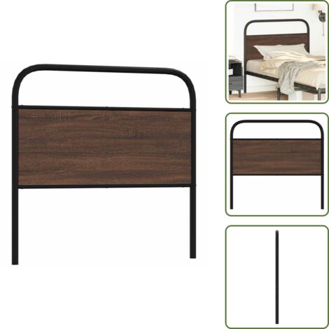 Cabecero de acero y madera - vidaXL Cabecero de repuesto de acero y madera de ingeniería marrón roble 90 cm - Cabecero de cama marrón roble