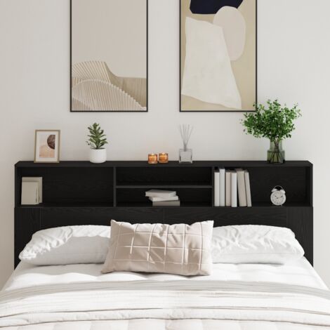 Cabecero de armario con estante Roble negro 200 x 19 x 103.5 cm