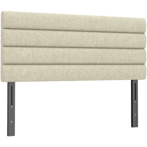 Cabecero de Cama 140 cm Tapizado en Lino Altura Ajustable de 3 Niveles 106/116/126 cm Montado a la Pared Beige