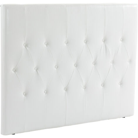 Cabecero de cama 160 cm cabezal de cama tapizado en PU 2 formas de uso vertical o montado a la pared cabecero para dormitorio blanco