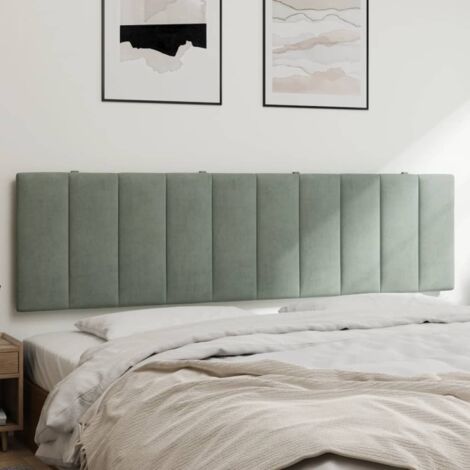 Cabecero de cama acolchado Hanko terciopelo gris claro 180 cm