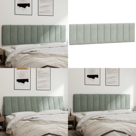 Cabecero de cama acolchado Hanko terciopelo gris claro 180 cm - Cabecero acolchado - Terciopelo