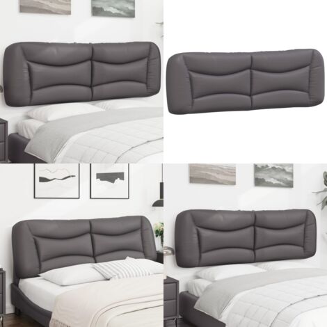 Cabecero de cama acolchado Hvar cuero sintético gris 160 cm - Cuero sintético - Cabecero acolchado