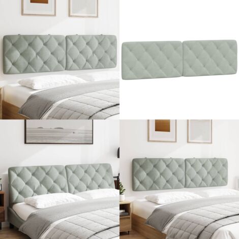 Cabecero de cama acolchado terciopelo gris claro 180 cm - Terciopelo - Cabecero acolchado