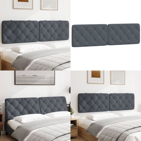 Cabecero de cama acolchado terciopelo gris oscuro 180 cm - Terciopelo - Cabecero acolchado
