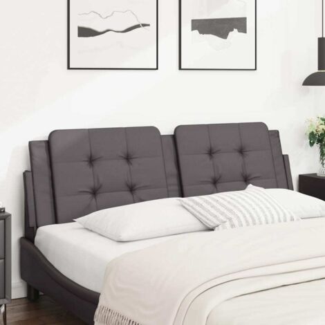 Cabecero de cama acolchado Zadar cuero sintético gris 160 cm
