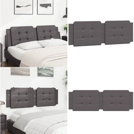 Cabecero de cama acolchado Zadar cuero sintético gris 160 cm - Cuero sintético - Cabecero acolchado