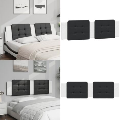 Cabecero de cama acolchado Zadar cuero sintético negro blanco 180 cm - Cuero sintético - Cabecero acolchado