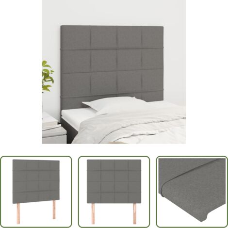 Cabecero de cama ajustable -  Cabecero de cama gris oscuro 100x5x118/128 cm de tela