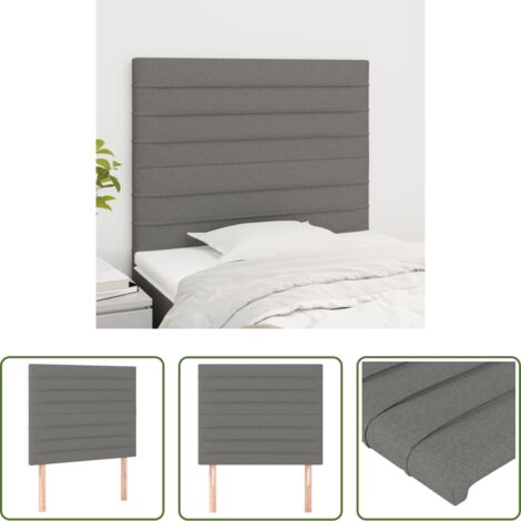 Cabecero de cama ajustable -  Cabecero de cama gris oscuro 100x5x118/128 cm de tela