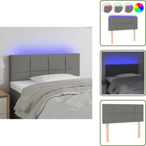 Cabecero de cama ajustable - vidaXL Cabecero con LED de tela gris oscuro 100x5x78/88 cm - Cabecero de cama gris oscuro