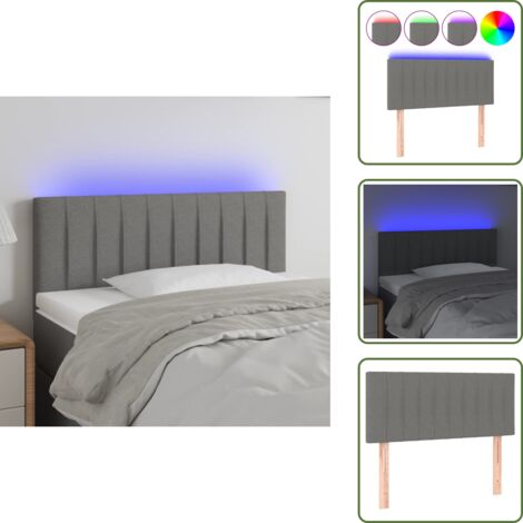 Cabecero de cama ajustable - vidaXL Cabecero con LED de tela gris oscuro 100x5x78/88 cm - Cabecero de cama gris oscuro