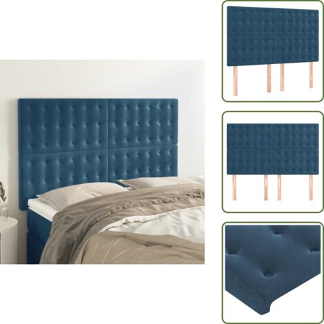 Cabecero de cama ajustable - vidaXL Cabecero de cama azul oscuro 144x5x118/128 cm Terciopelo - Cabecero de cama de madera