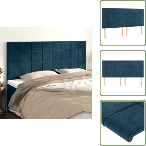 Cabecero de cama ajustable - vidaXL Cabecero de cama azul oscuro 160x5x118/128 cm Terciopelo - Cabecero de cama de madera
