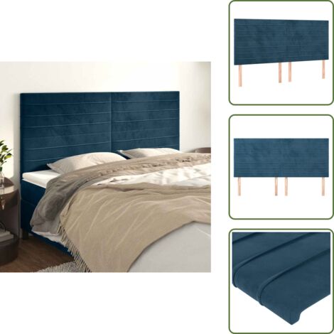 Cabecero de cama ajustable - vidaXL Cabecero de cama azul oscuro 160x5x118/128 cm Terciopelo - Cabecero de cama de madera