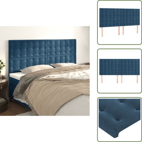 Cabecero de cama ajustable - vidaXL Cabecero de cama azul oscuro 160x5x118/128 cm Terciopelo - Cabecero de cama de madera