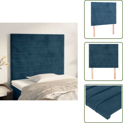 Cabecero de cama ajustable - vidaXL Cabecero de cama azul oscuro 90x5x118/128 cm Terciopelo - Cabecero de cama de madera