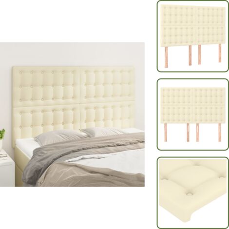 Cabecero de cama ajustable - vidaXL Cabecero de cama color crema 144x5x118/128 cm Piel sintética - Cabecero de cama con patas