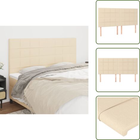 Cabecero de cama ajustable - vidaXL Cabecero de cama de tela color crema 160x5x118/128 cm - Cabecero de cama de tela