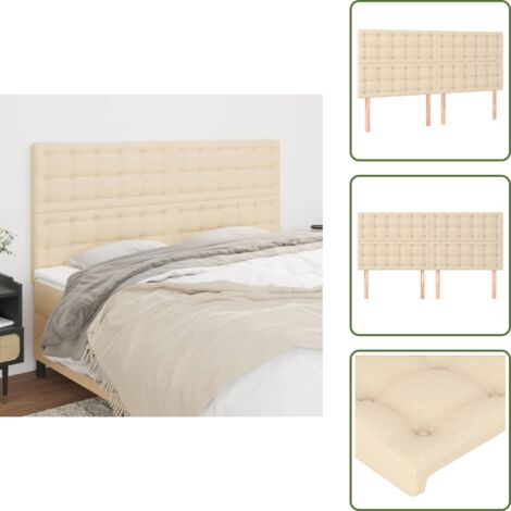Cabecero de cama ajustable - vidaXL Cabecero de cama de tela color crema 160x5x118/128 cm - Cabecero de cama de tela
