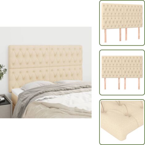 Cabecero de cama ajustable - vidaXL Cabecero de cama de tela color crema 160x7x118/128 cm - Cabecero de cama de tela