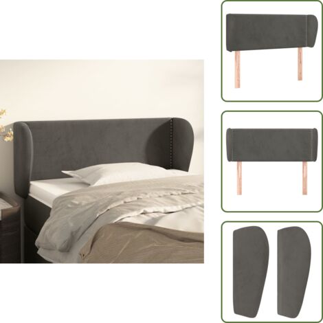 Cabecero de cama ajustable - vidaXL Cabecero de terciopelo gris oscuro 103x23x78/88 cm - Cabecero de cama con orejas