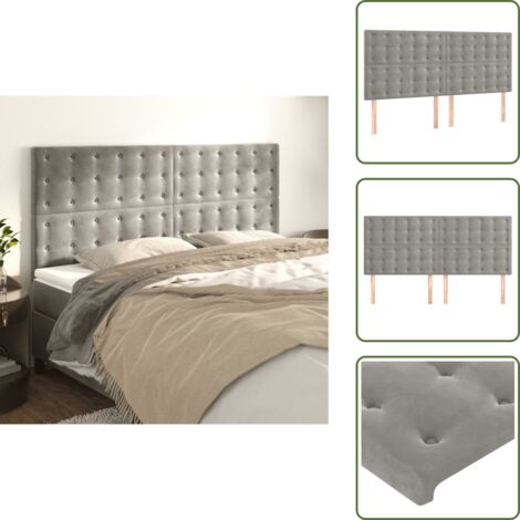 Cabecero de cama ajustable - vidaXL Cabecero gris claro 160x5x118/128 cm terciopelo - Cabecero de cama de madera