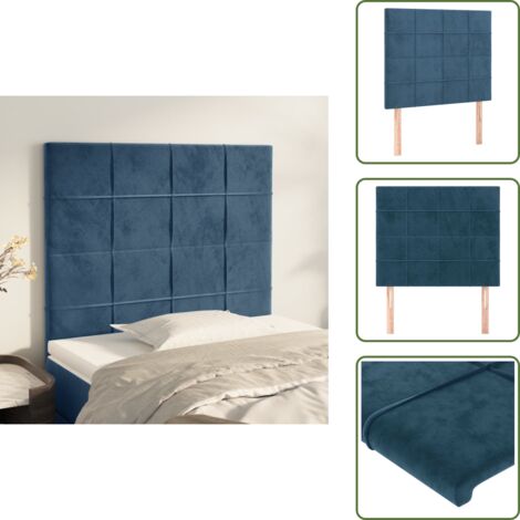 Cabecero de cama ajustable - vidaXL Cabecero Terciopelo Azul Oscuro 100x5x118/128 cm - Cabecero de cama de madera