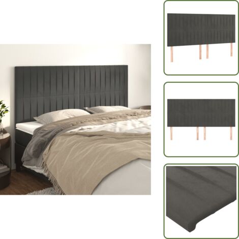 Cabecero de cama ajustable - vidaXL Cabecero Terciopelo Gris Oscuro 180x5x118/128 cm - Cabecero de cama con soporte
