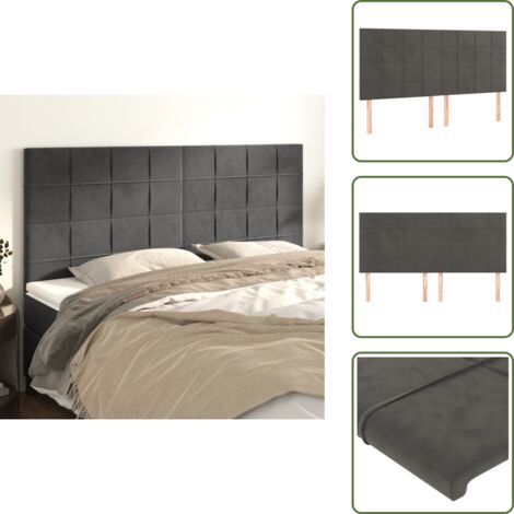 Cabecero de cama ajustable - vidaXL Cabecero Terciopelo Gris Oscuro 180x5x118/128 cm - Cabecero de cama con soporte